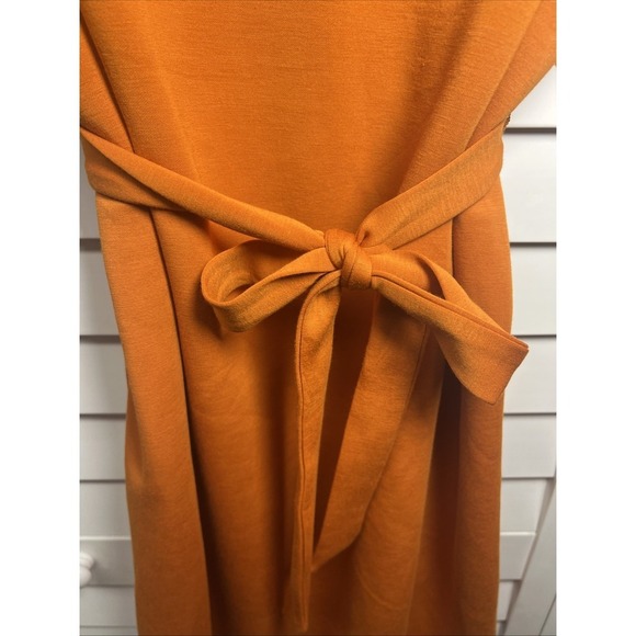 The Limited Short Sleeve V-Neck Belted Utility Knit Dress Size XL Orange - Picture 5 of 8